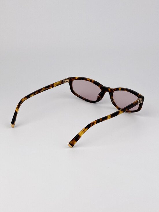 Miu Miu Women’s Sunglasses Honey Havana Pink Rectangle Frames MUA06S 14L4I0 NEW main image 4